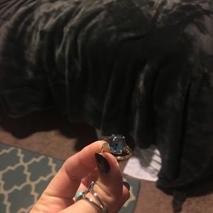 14k gold & blue stone ring BRAND NEW